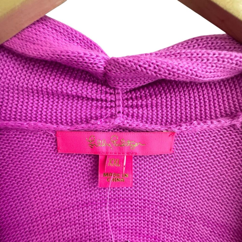 LILLY PULITZER Tatum Cardigan MARBLED OMBRE ORCHID OASIS Fringe XXL 2XL NWT - Picture 3 of 11